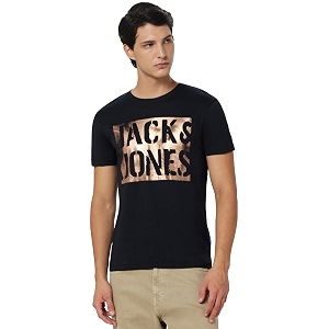 Jack Jones Mens Typography Printed Round