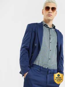 JACK JONES Men Checkered Casual Blue