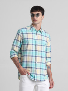 jack  jones men checkered casual multicolor shirt