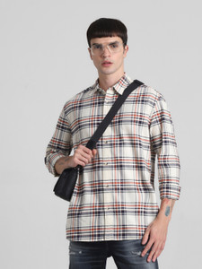 JACK JONES Men Checkered Casual White