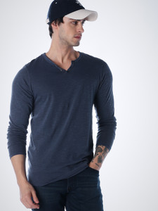 JACK JONES Solid Men Henley Neck