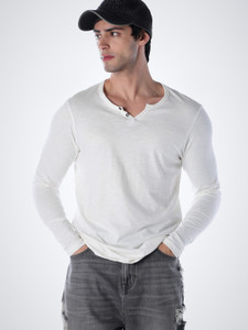 JACK JONES Solid Men Henley Neck