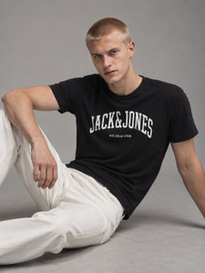 JACK JONES Typography Men Round Neck