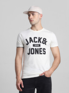 JACK JONES Typography Men Round Neck