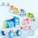 Jack Royal Press & Roll Stunt Train 360-degree Toy Cute Locomotive Rolling Small Train Press & Go (Pack of 2)