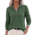 JACK SMITH Quarter Zip Pullover Sweaters for Womens, Rib Polo Sweater Tops