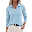 JACK SMITH Quarter Zip Pullover Sweaters for Womens, Rib Polo Sweater Tops