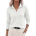 JACK SMITH Quarter Zip Pullover Sweaters for Womens, Rib Polo Sweater Tops