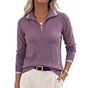 JACK SMITH Quarter Zip Pullover Sweaters for Womens, Rib Polo Sweater Tops