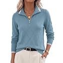 JACK SMITH Quarter Zip Pullover Sweaters for Womens, Rib Polo Sweater Tops