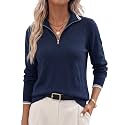 JACK SMITH Quarter Zip Pullover Sweaters for Womens, Rib Polo Sweater Tops