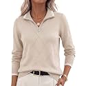 JACK SMITH Quarter Zip Pullover Sweaters for Womens, Rib Polo Sweater Tops