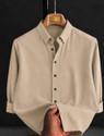JACKBELLA Men Solid Casual Beige Shirt