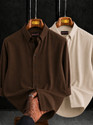 JACKBELLA Men Solid Casual Brown Beige Shirt