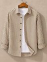 JACKBELLA Men Striped Casual Beige Shirt