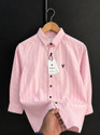 JACKBELLA Men Striped Casual Pink White Shirt