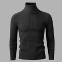 JACKBUZZ Men Solid High Neck Black Sweater