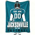 Jacksonville Throw Blanket Personalized Name and Number Gifts for Men Women Kids Flannel Tapestry
