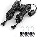 JACKYLED UL-Listed 20Ft Extension Hanging Lantern Cord Cable 2-Pack Black