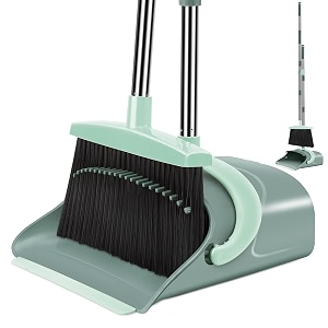 jade green broom and dustpan combo set - long handle dustpan with broom