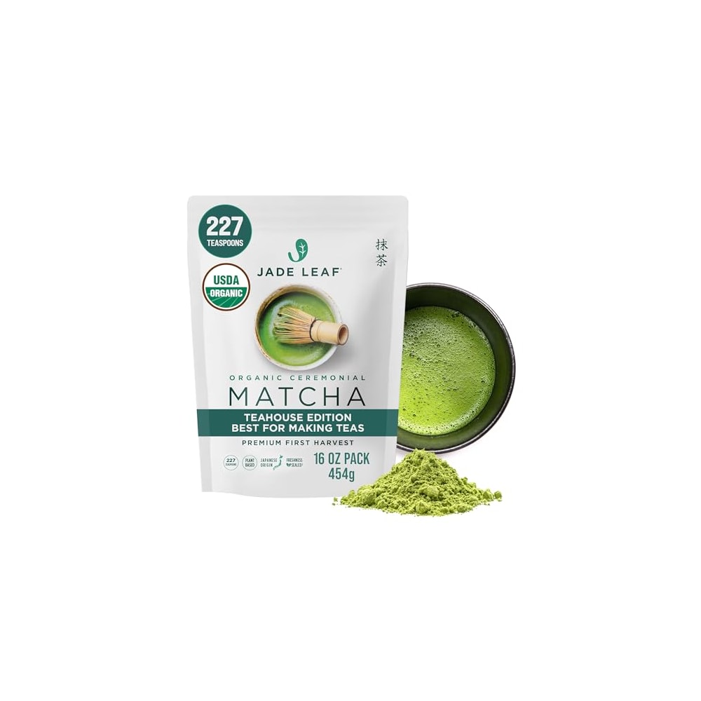 Jade Leaf Matcha Organic Ceremonial Grade Matcha Green Tea Powder - 100 ...