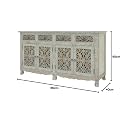 JAE Furniture Wooden Carved Sideboard for Living Room | Cabinets and Sideboards | Sideboard Storage Cabinet | Antique Furniture | 4 Drawer and 4 Door | Mango Wood, White