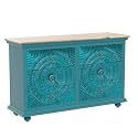 JAE Furniture Wooden Modern Carved Chest of Drawers | Storage cabinets for Kitchen | Chest of Drawers for Storage Wood | Crockery Cabinet Furniture | Light Blue