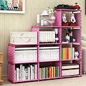 Book Self – 7 Layer Portable Book Shelf, Kids Books Racks for Home Plastic, Bookshelf for Home, Book Shelves, Book Stand, Book Organizer, Book Rack for Study Room/Library (DOT-Pink, 9 Cases)