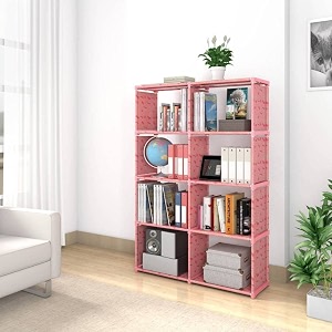book self  8 layer portable book shelf kids books racks for home plastic bookshelf for home book shelves book stand book organizer book rack for study roomlibrary cheery pink 8 cases