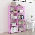 Book Self – 8 Layer Portable Book Shelf, Kids Racks for Home Plastic, Shelf, Stand, Organizer, Rack for Study Room/Library (Pink Dot, 8 Cases)