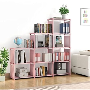 book self  9 layer portable book shelf kids books racks for home plastic bookshelf for home book shelves book stand book organizer book rack for study roomlibraryplain-pink 9 cases