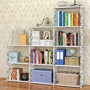 book self  9 layer portable book shelf kids books racks for home plastic bookshelf for home book shelves book stand book organizer book rack for study roomlibraryanimal white 9 cases