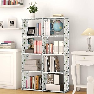 jaffixbook self  8 layer portable book shelf kids books racks for home plastic bookshelf for home book shelves book stand book organizer book rack for study roomlibrary animal white 8 cases