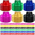 JaGely 48 Pcs Neon Party Hats &amp; Feather Boas for 80s Glow Party