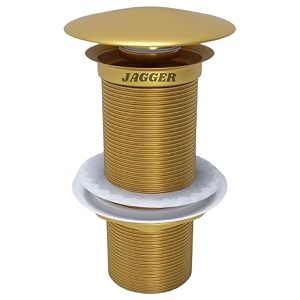 jagger jag132 brass stainless steel wash basin waste popup sink coupling with full thread glossy finish corrosion resistant for homeofficebathroom  334 inch  gold 1