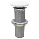 Jagger JAG132 Brass Stainless Steel Wash Basin Waste Popup Sink Coupling with Full Thread Glossy Finish Corrosion Resistant for Home/Office/Bathroom ([ 3" INCH ], White Ceramic, 1)