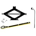 JAGGER JAG177 Heavy Duty Manual Scissor Car Jack for All Car for Vehicle Lift (3 TON with Ratchet & 19MM Spanner [ Black ])