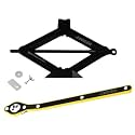 JAGGER JAG177 Heavy Duty Manual Scissor Car Jack for All Car for Vehicle Lift (3 TON with Ratchet ONLY [ Black ])