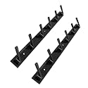 JAGGER JAG322 Wall Mounted Stainless Steel Wall Hooks for Hanging Cloth/Towel Hangers/Key Ring Holder/Door Hangers/Hook Rail/Bthroom Hanger [ Combo Pack of 2 ] (MATT Black, 6 Hook)