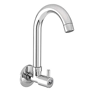 jagger jba204 brass pan sink cock tap for kitchen basin chrome finished wall mounted sink cock taps with foam flow 15mm silver with teflon tape and wall flange turbo