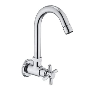 jagger jba204 brass pan sink cock tap for kitchen basin chrome finished wall mounted sink cock taps with foam flow 15mm silver with teflon tape and wall flange corsa