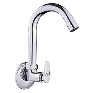 jagger jba204 brass pan sink cock tap for kitchen basin chrome finished wall mounted sink cock taps with foam flow 15mm silver with teflon tape and wall flange pan
