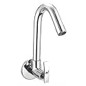 Jagger JBA204 Brass Pan Sink Cock Tap for Kitchen Basin Chrome Finished Wall Mounted Sink Cock Taps with Foam Flow 15mm (Silver) with Teflon Tape and Wall Flange (Soft)