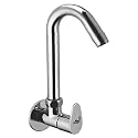 Jagger JBA204 Brass Pan Sink Cock Tap for Kitchen Basin Chrome Finished Wall Mounted Sink Cock Taps with Foam Flow 15mm (Silver) with Teflon Tape and Wall Flange (Fusion)