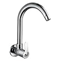 Jagger JBA204 Brass Pan Sink Cock Tap for Kitchen Basin Chrome Finished Wall Mounted Sink Cock Taps with Foam Flow 15mm (Silver) with Teflon Tape and Wall Flange (Mark)