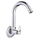 Jagger JBA204 Brass Pan Sink Cock Tap for Kitchen Basin Chrome Finished Wall Mounted Sink Cock Taps with Foam Flow 15mm (Silver) with Teflon Tape and Wall Flange (PAN)