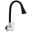 Jagger JBA232 Wall Mounted Brass Kitchen Sink Cock Taps/Faucets for Kitchen Basin with Flexible Neck Dual Flow Black Color 2 Function Shower Flow/Foam Flow (Droop, Dual Mode Flow)
