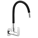 Jagger JBA232 Wall Mounted Brass Kitchen Sink Cock Taps/Faucets for Kitchen Basin with Flexible Neck Dual Flow Black Color 2 Function Shower Flow/Foam Flow (Droop, Single Mode Flow)