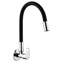 Jagger JBA232 Wall Mounted Brass Kitchen Sink Cock Taps/Faucets for Kitchen Basin with Flexible Neck Dual Flow Black Color 2 Function Shower Flow/Foam Flow (Oreo, Single Mode Flow)