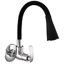 Jagger JBA232 Wall Mounted Brass Kitchen Sink Cock Taps/Faucets for Kitchen Basin with Flexible Neck Dual Flow Black Color 2 Function Shower Flow/Foam Flow (Soft, Dual Mode Flow)